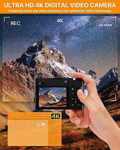 Цифровой Фотоаппарат 4K 64 МП с Двумя Камерами, Функцией Стабилизации и Картой Памяти 32 ГБ, 16-кратным Цифровым Увеличением, 2 Аккумуляторами и Зарядным Устройством, Компактный Фотоаппарат для Начинающих synthetic.ua - Фото 1