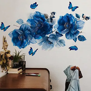 Настільні наклейки Runtoo Блакитні квіти та метелики акварель synthetic.ua - Фото 1
