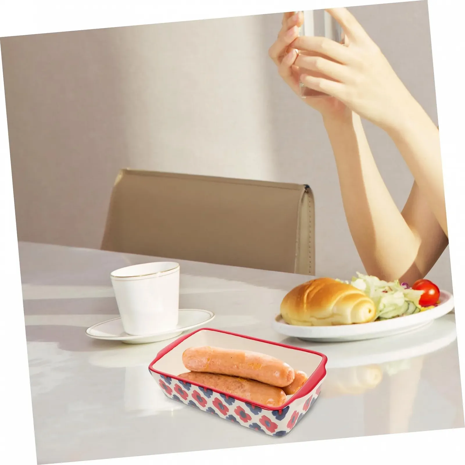 Форма для запікання керамічна квадратна з бічними ручками для кесеролей та овочів, фото №3