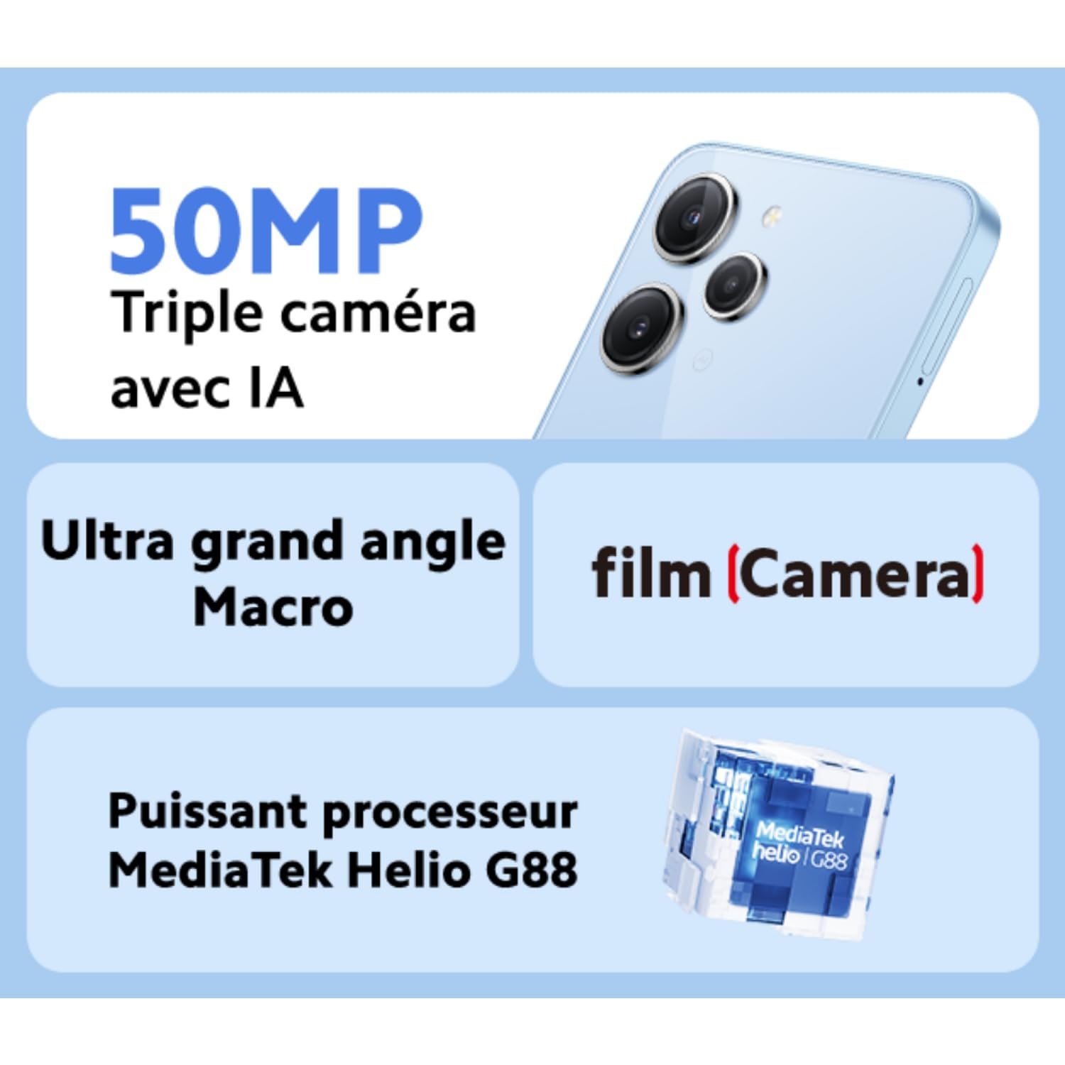 Смартфон XIAOMI Redmi 12 4GB/128GB 5G Sky Blue, фото №8 Смартфон XIAOMI Redmi 12 4GB/128GB 5G Sky Blue, фото №8