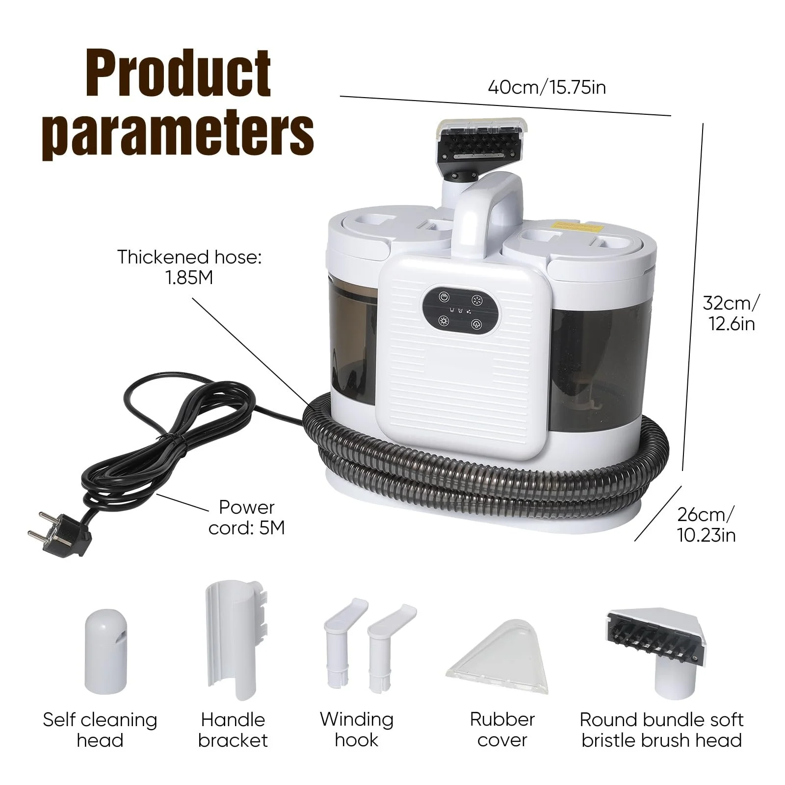 Миючий пароочисник 1650 W 15 kPa 1.6 л + 0.96 л для текстилю та авто, фото №8