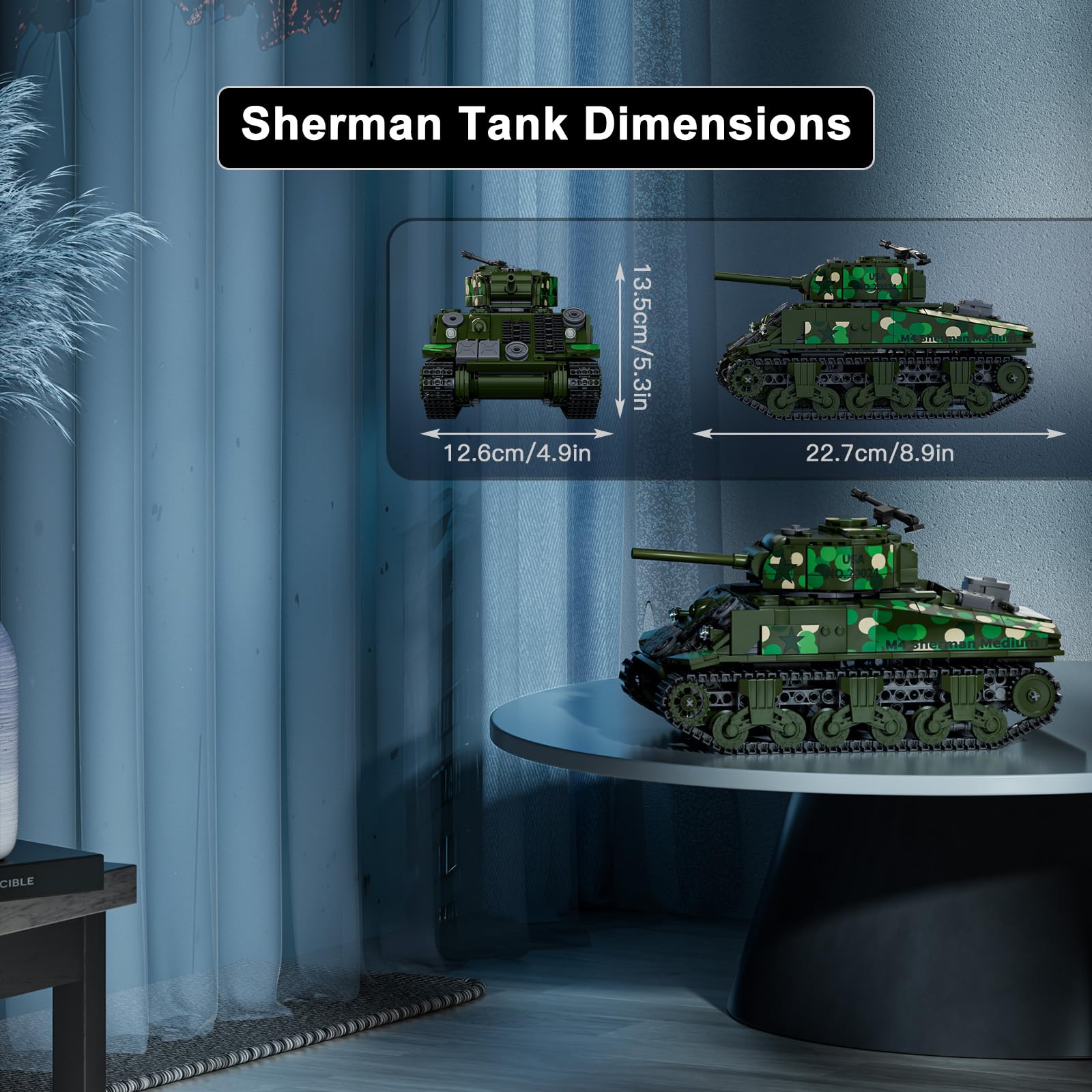 Блоки Mould King 20024 Technik Tank Building Blocks Управляемый танк Sherman M4 961 шт., фото №3