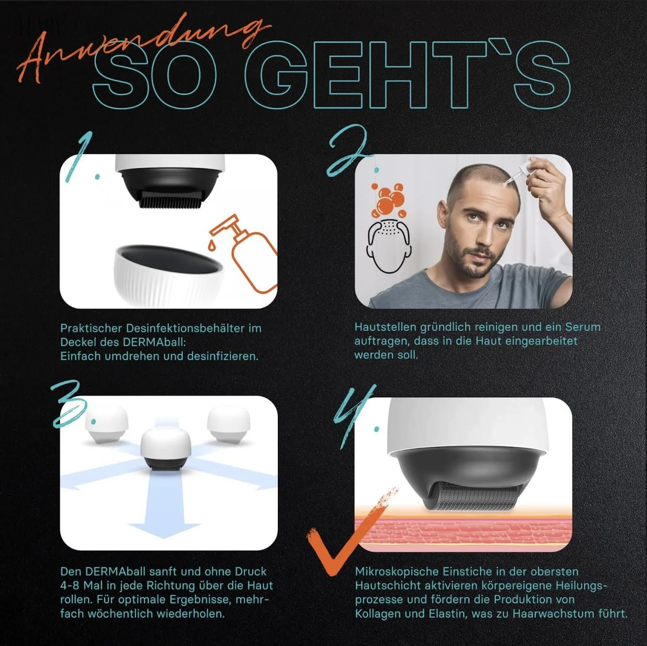 Дермаролер BS Luxry Premium, 1200 мікроголок з нержавіючої сталі, 0,5 мм, фото №5