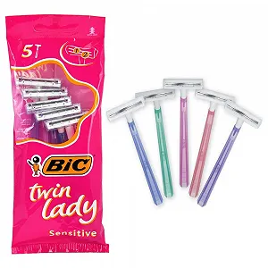 Одноразовые бритвы BIC Twin Lady 2 лезвия (5 упаковок по 5 шт) - Фото 1