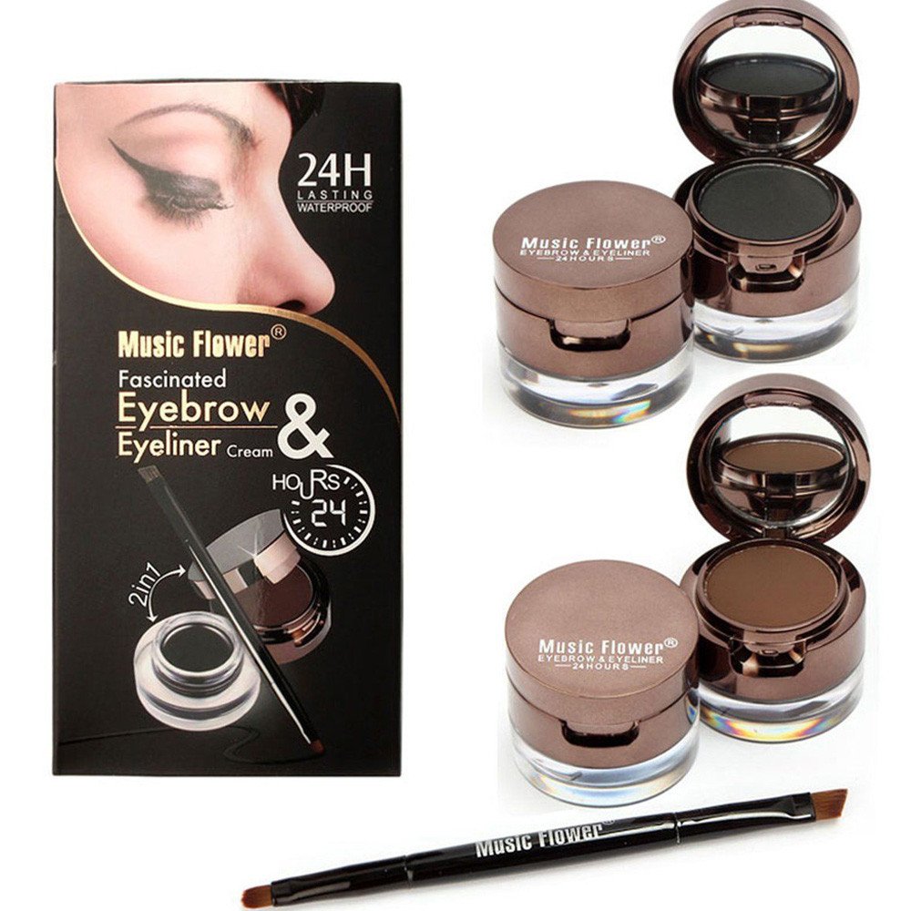 Крем-помада для брів 2 в 1 Eye liner Augenbrauenpuder Eyebrow Powder Black Brown One Size, фото №4