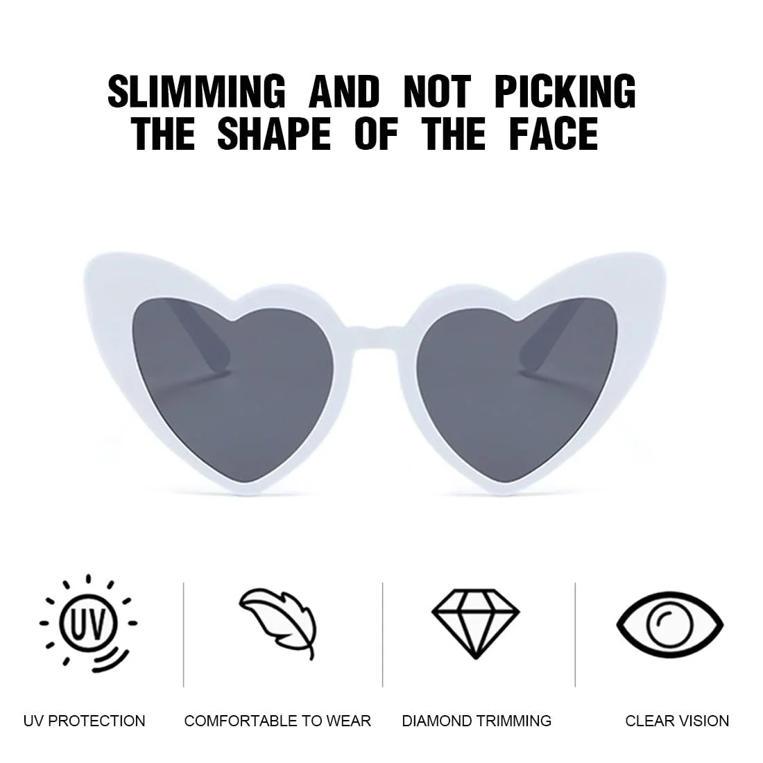 Сонцезахисні окуляри Серце ZKSXOA Вінтаж Набір 2шт Рожевий, Білий, фото №2 Сонцезахисні окуляри Серце ZKSXOA Вінтаж Набір 2шт Рожевий, Білий, фото №2