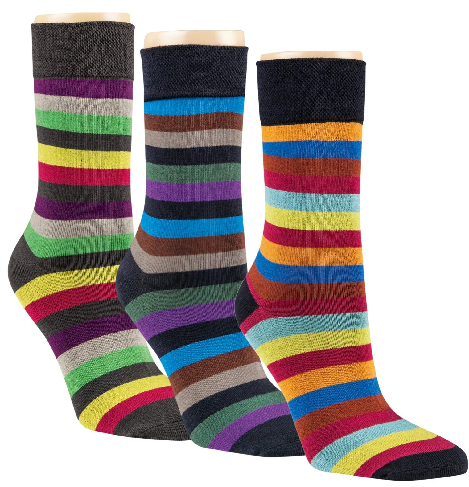 Полосатые цветные бамбуковые носки для женщин, дышащие чулки, 3 пары цветных полосок, фото №1