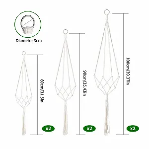 Подвесная корзина макраме 80/90/100 см 6 шт. Белый synthetic.ua - Фото 1