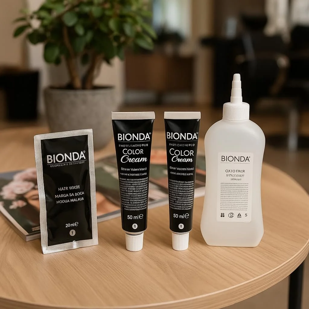 Крем-фарба для волосся Bionda Professional Permanent, 200 мл, подвійна упаковка, догляд з кератином і морингою, стійкий колір і блиск, 100% покриття сивини, 2 Синьо-чорний, 200 мл, фото №4