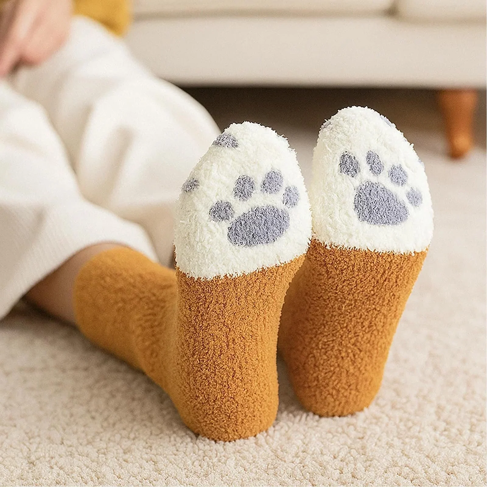 Пушистые носки для женщин (6 пар) с дизайном котов. Размер 36-42, фото №6