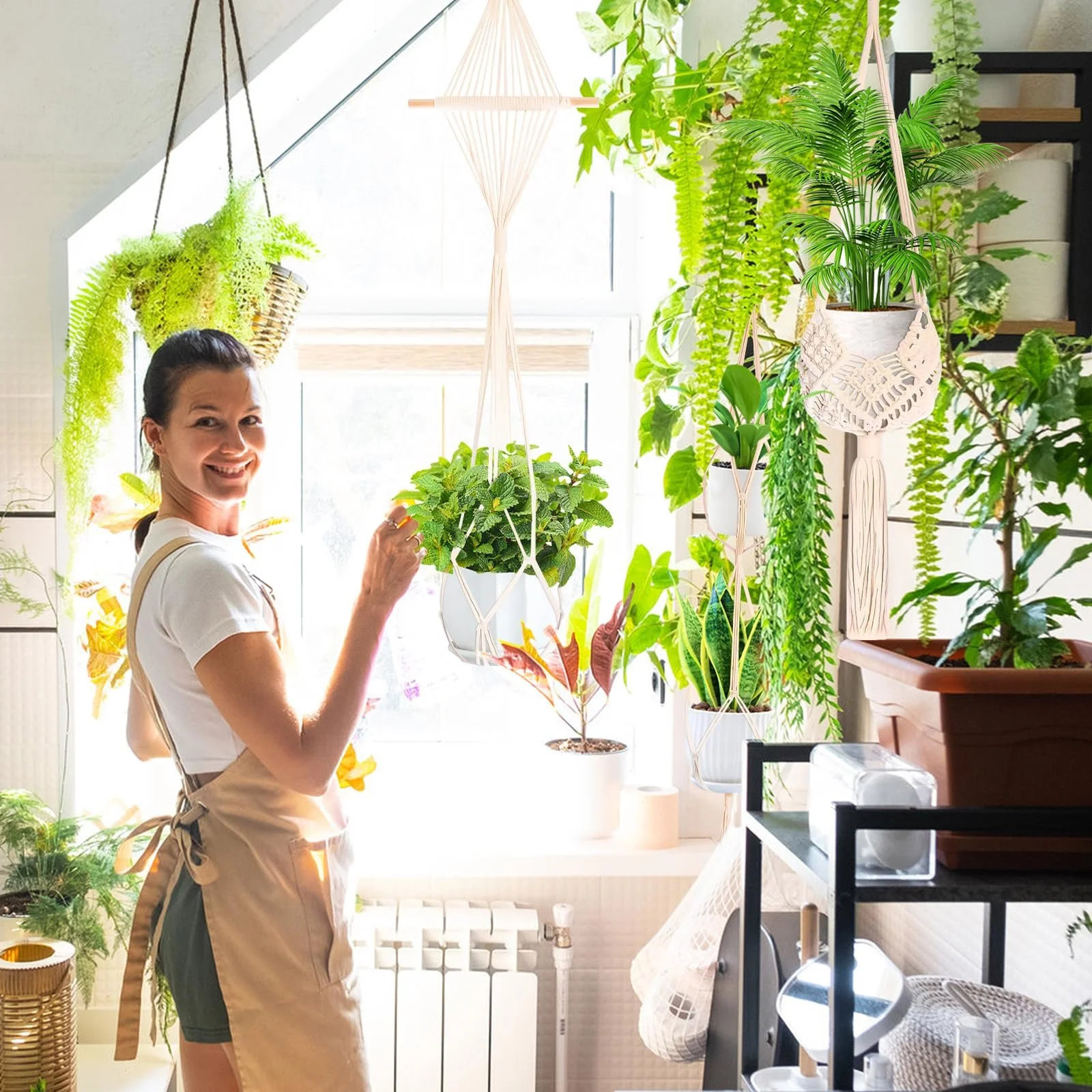 Подвесные кашпо AKONE макраме набор из 4 шт. декор бохо 85-140 см, фото №2