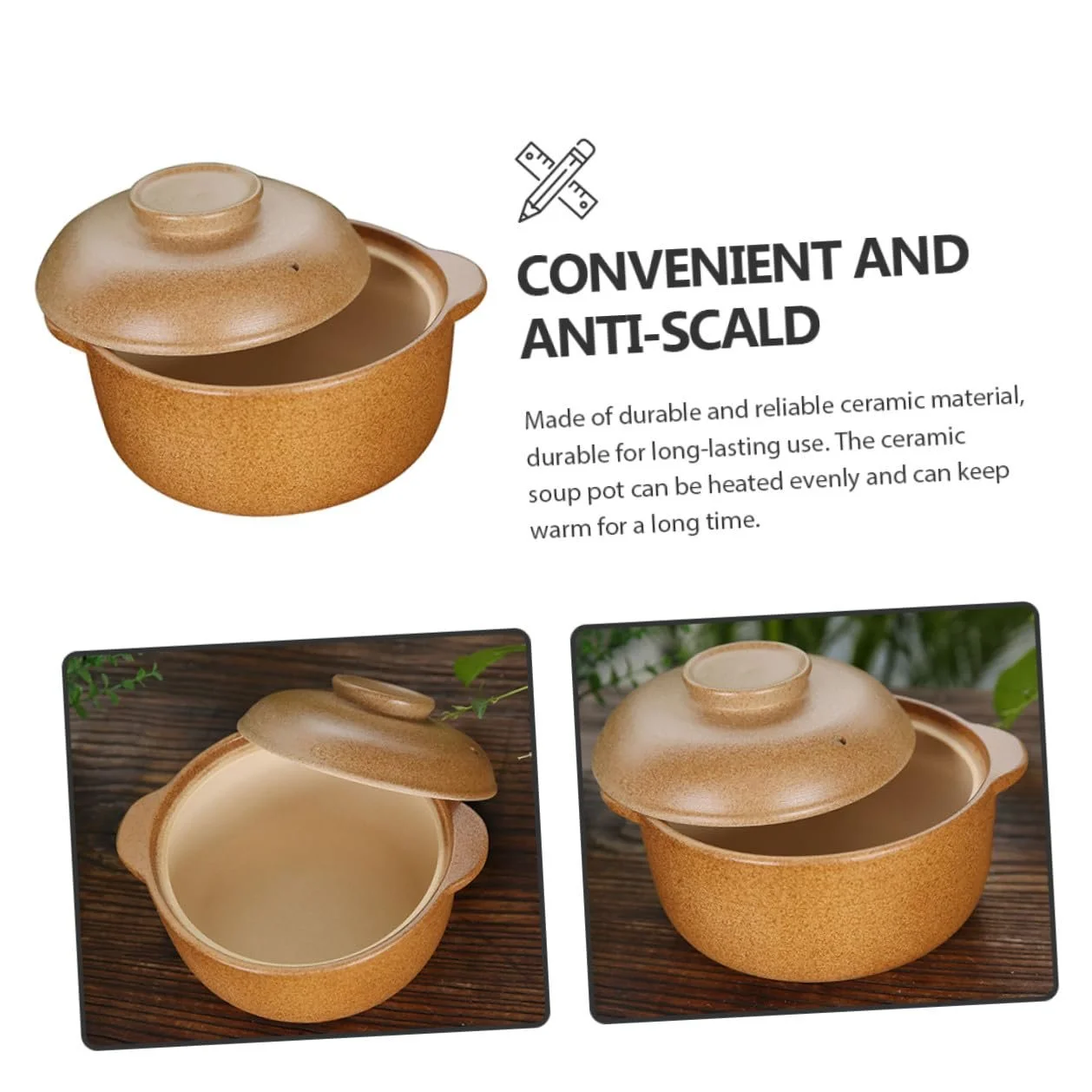 Каструля Amosfun керамічна з кришкою термостійка 1.6 л, фото №4