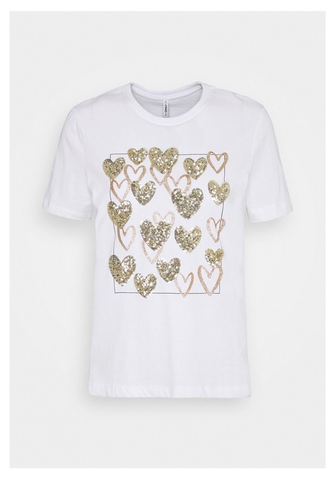 Футболка ONLKITA REG LEAF/MOON TOP BOX JRS 15246473-Bright -Print:GOLD HEARTS SQUARE ONLY S, фото №1
