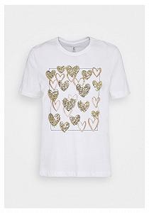 Футболка ONLKITA REG LEAF/MOON TOP BOX JRS 15246473-Bright -Print:GOLD HEARTS SQUARE ONLY XS - Фото 1