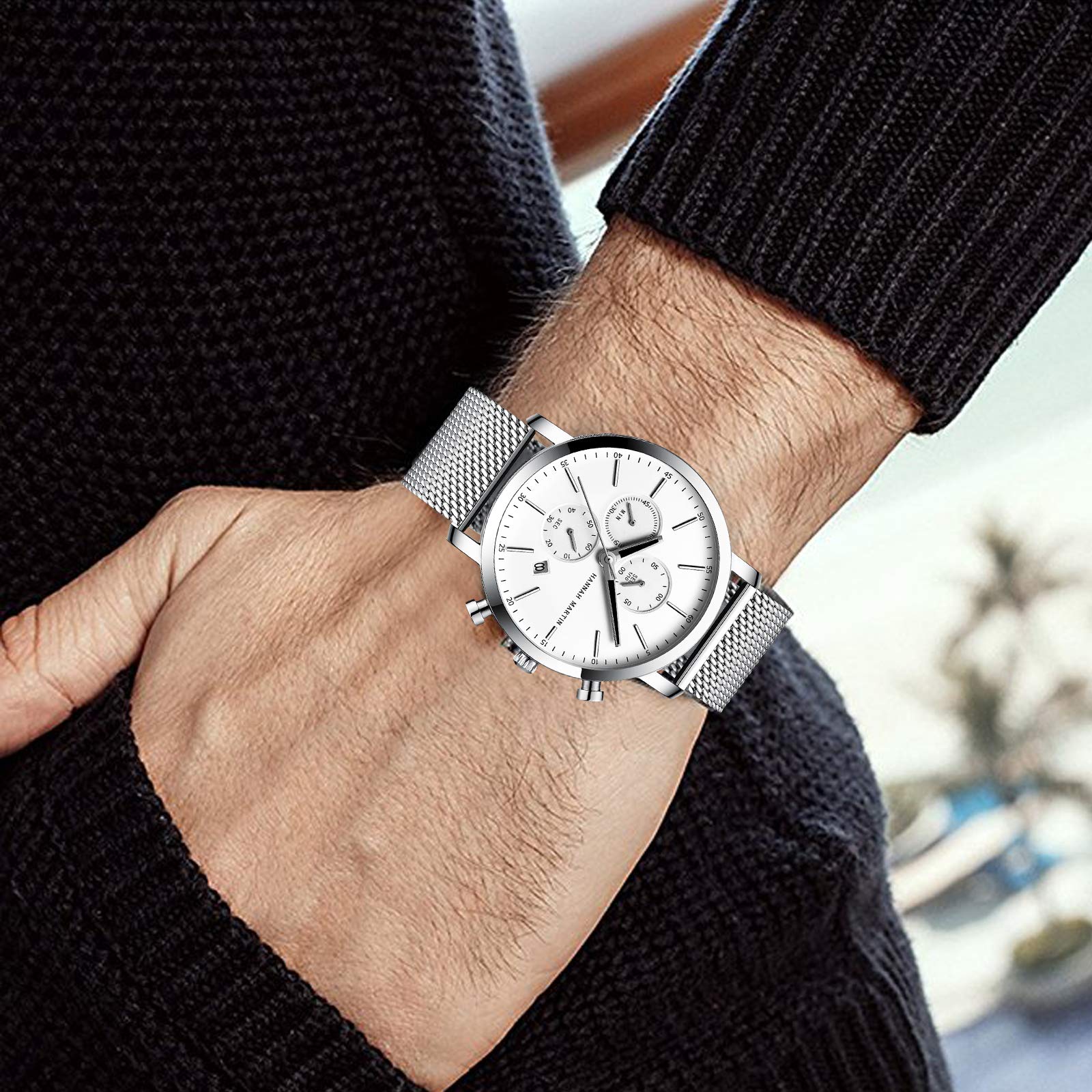 Годинник rorios Хронограф Аналоговий Кварцовий Чоловічий Годинник з ремінцем з нержавіючої сталі Водонепроникний, фото №6