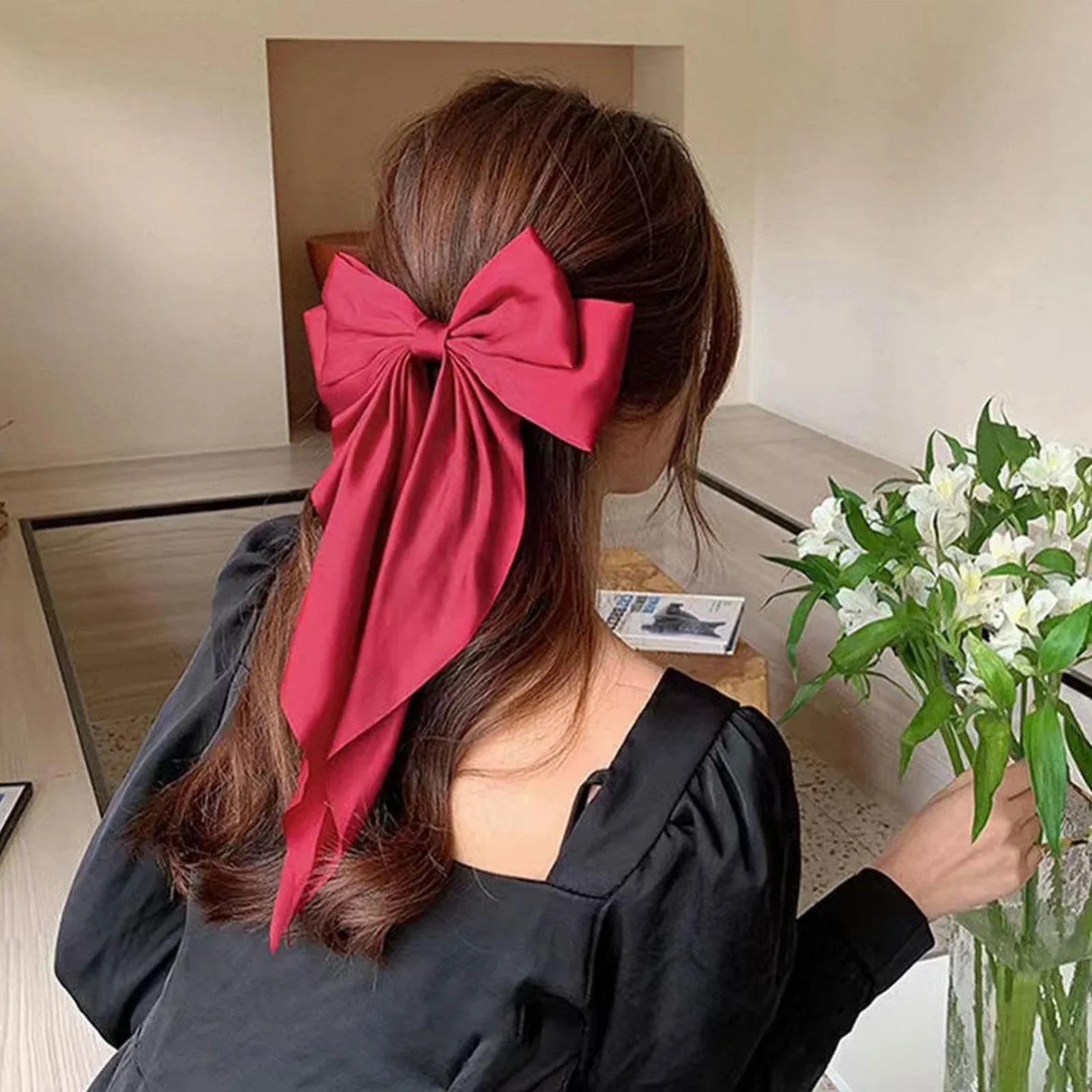 Кліпса-краб для волосся з бантом - атласна, фото №2 Кліпса-краб для волосся з бантом - атласна, фото №2