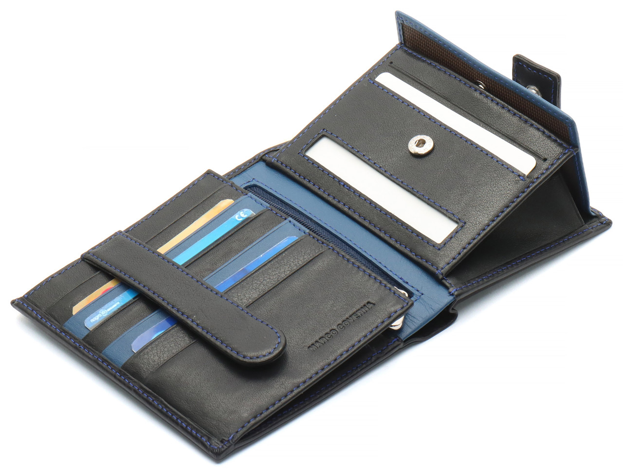 Черный мужской кошелек с фиксацией из натуральной кожи Marco Coverna MC-1005 A 1221, фото №4