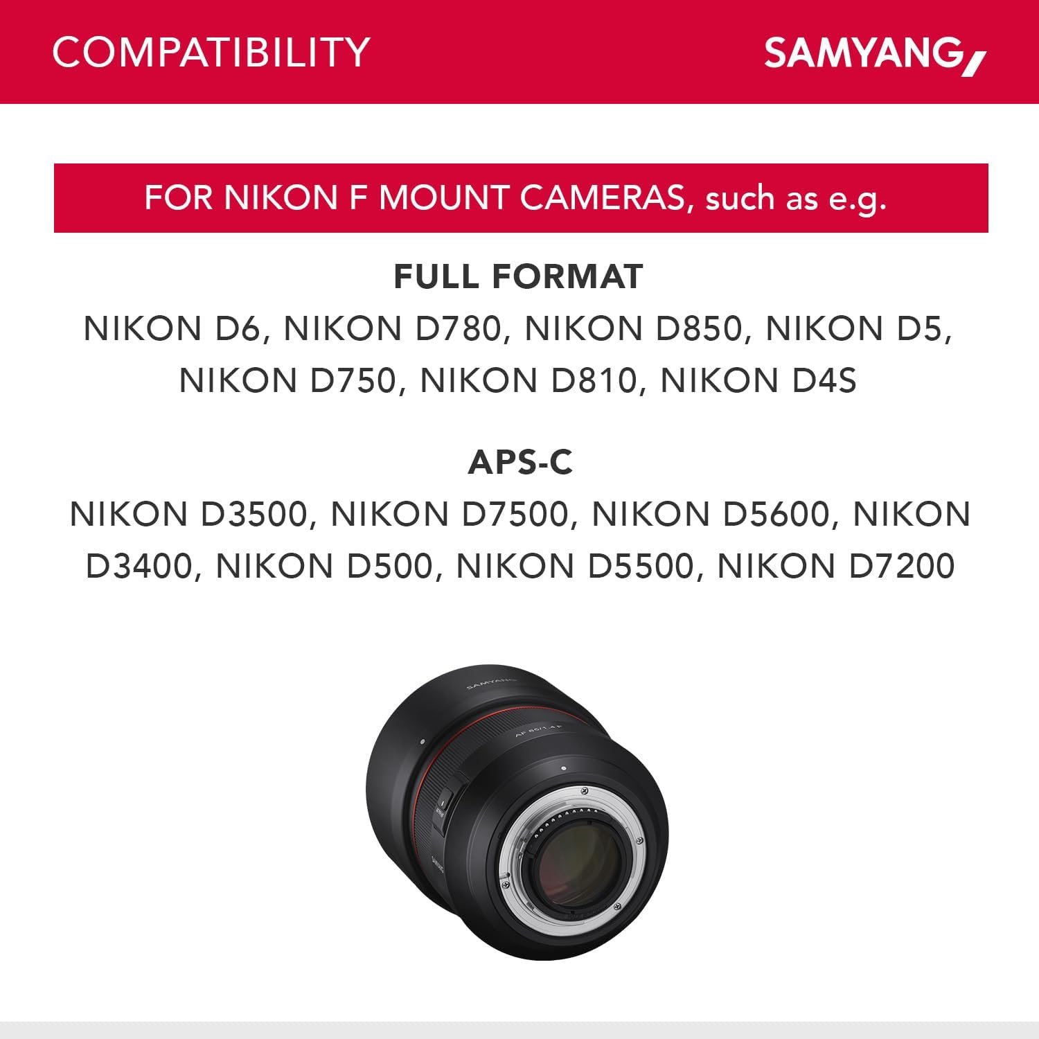 Объектив Samyang AF / 85 mm / f/1.4 F Lens / Nikon F / Черный (SYIO85AF-N), фото №6