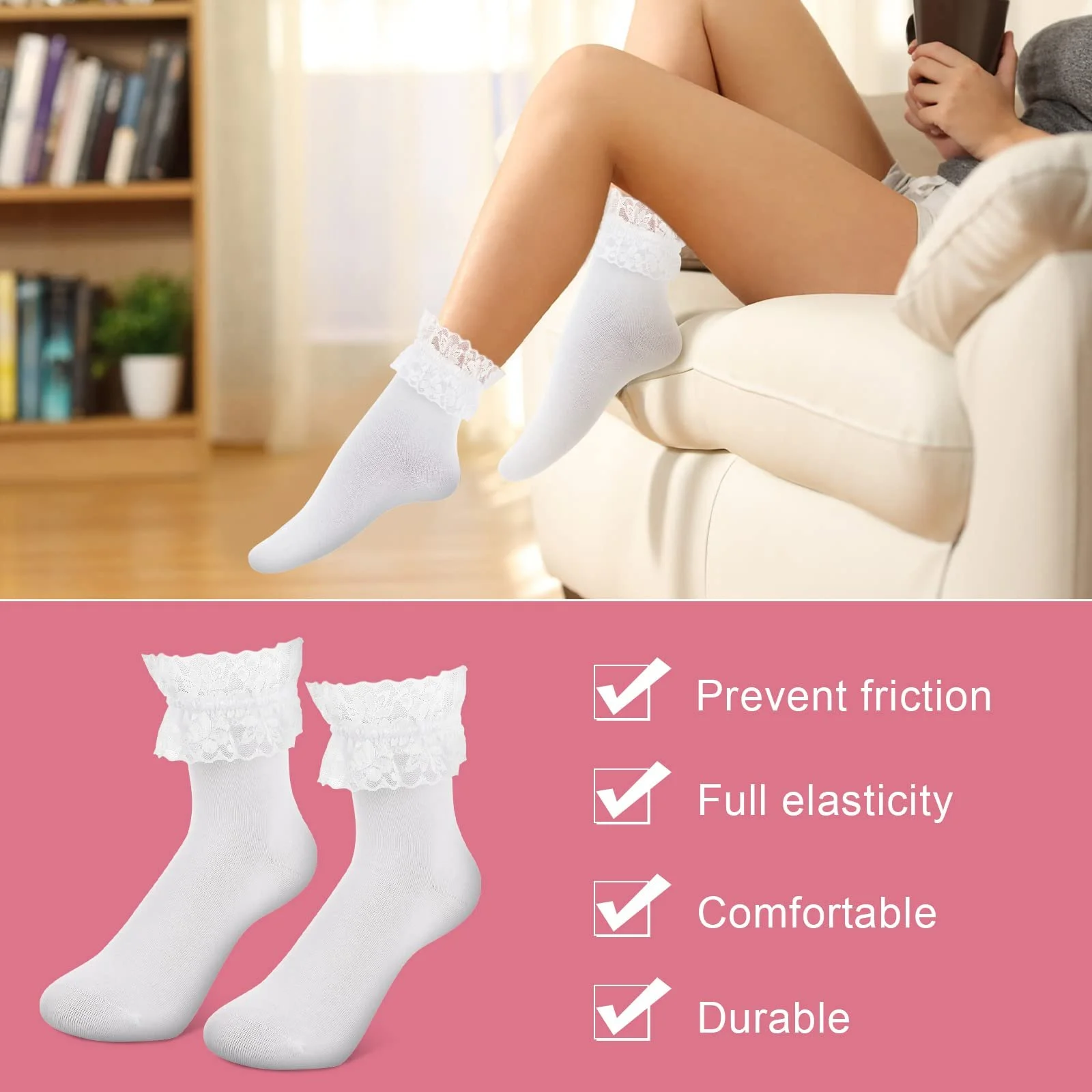 Шкарпетки Sibba Ruffle Liners Lace 1 пара Kawaii Ruffle Crew, фото №5