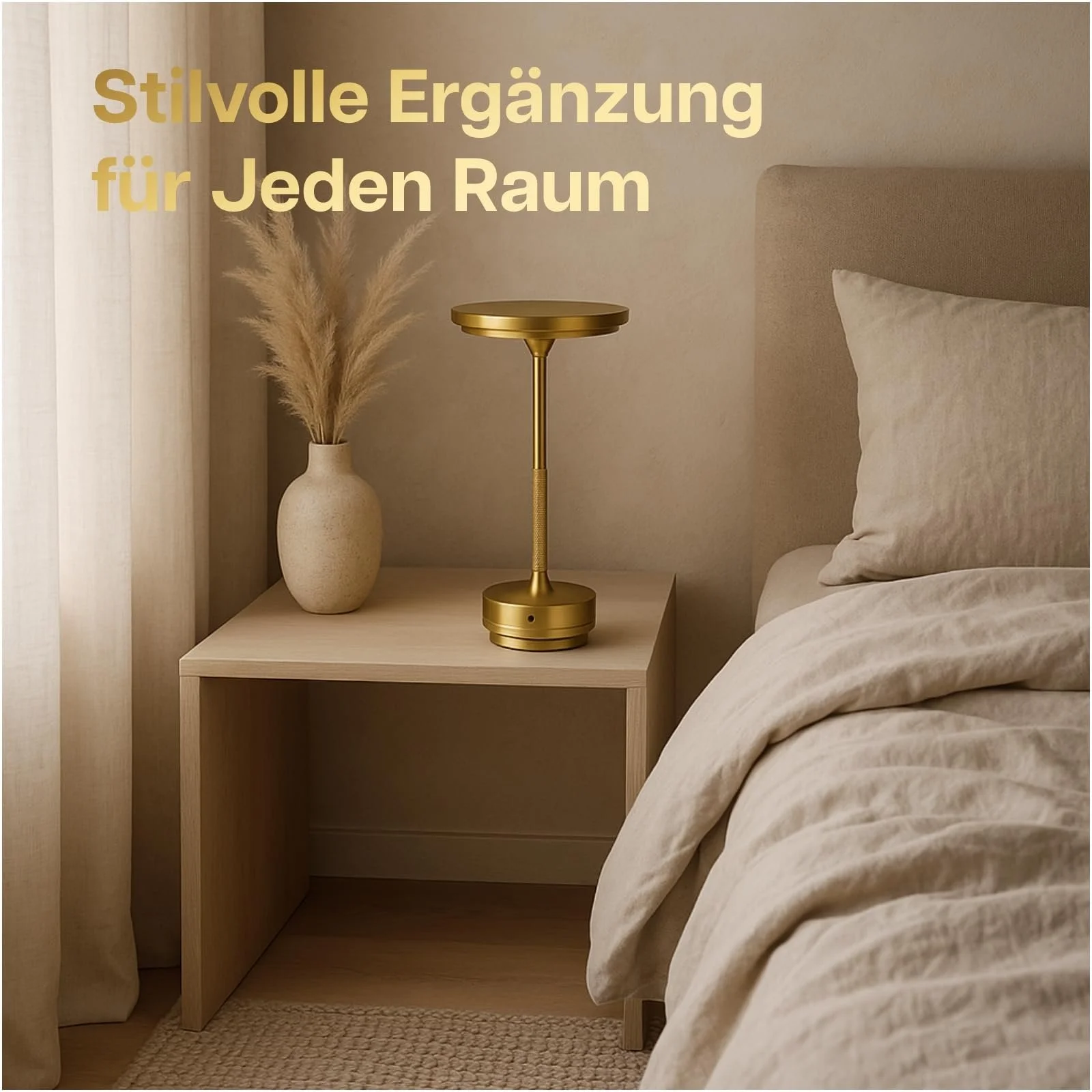 Настільна лампа MMOBIEL бездротова LED кругла металева з акумулятором 1800 мАг USB-C Золота, фото №5