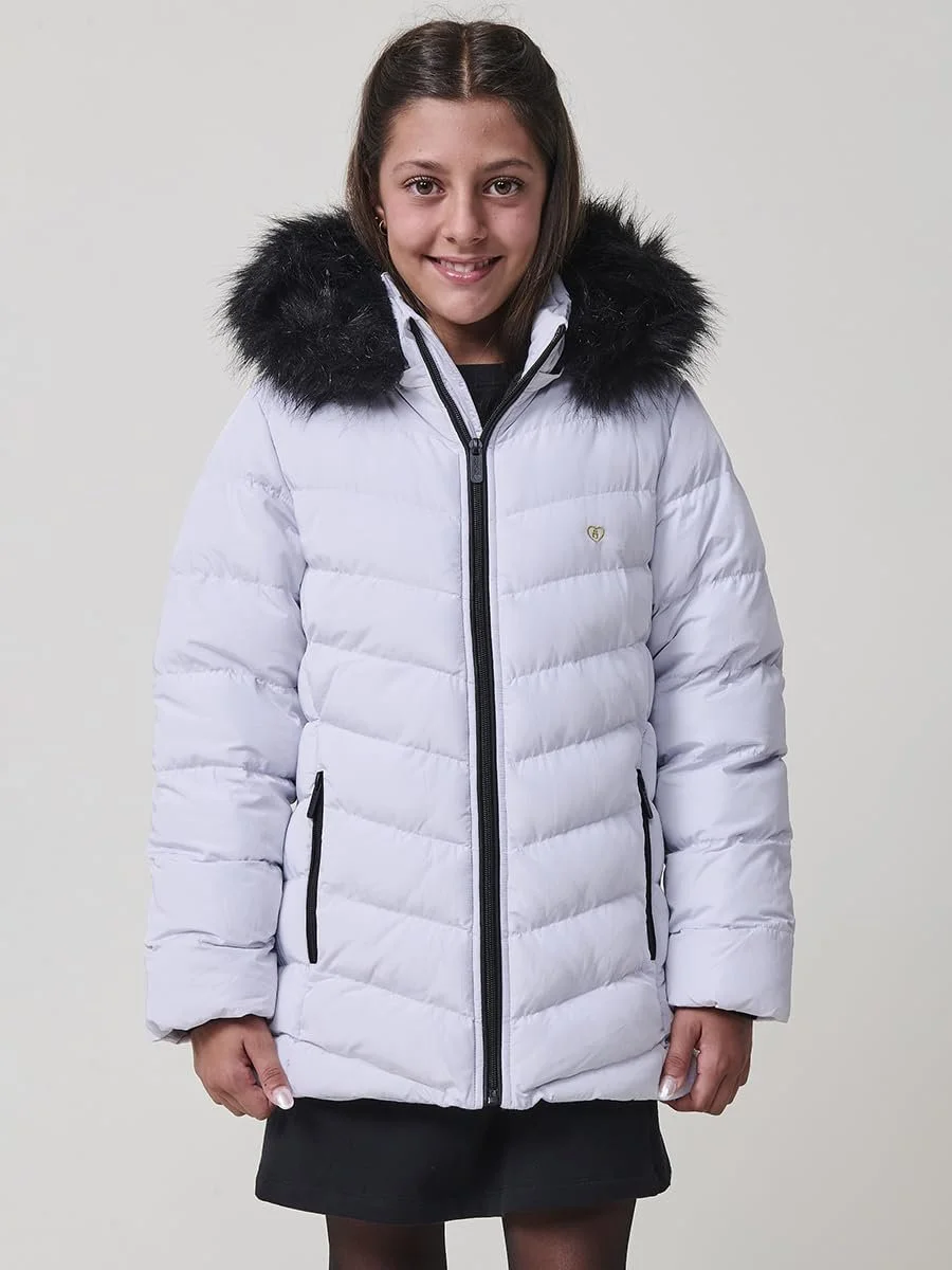 Куртка Koroshi стьобана для дівчат Перлинно-сіра, з коміром-стійкою, фото №2