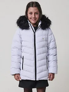 Куртка Koroshi стьобана для дівчат Перлинно-сіра, з коміром-стійкою synthetic.ua - Фото 1