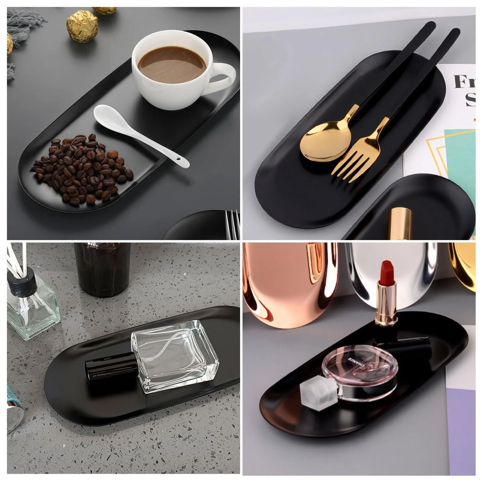 Набор подносов 2шт. Овальный поднос для сервировки десертов, косметики, ювелирных изделий, свечей, фото №7 Набор подносов 2шт. Овальный поднос для сервировки десертов, косметики, ювелирных изделий, свечей, фото №7