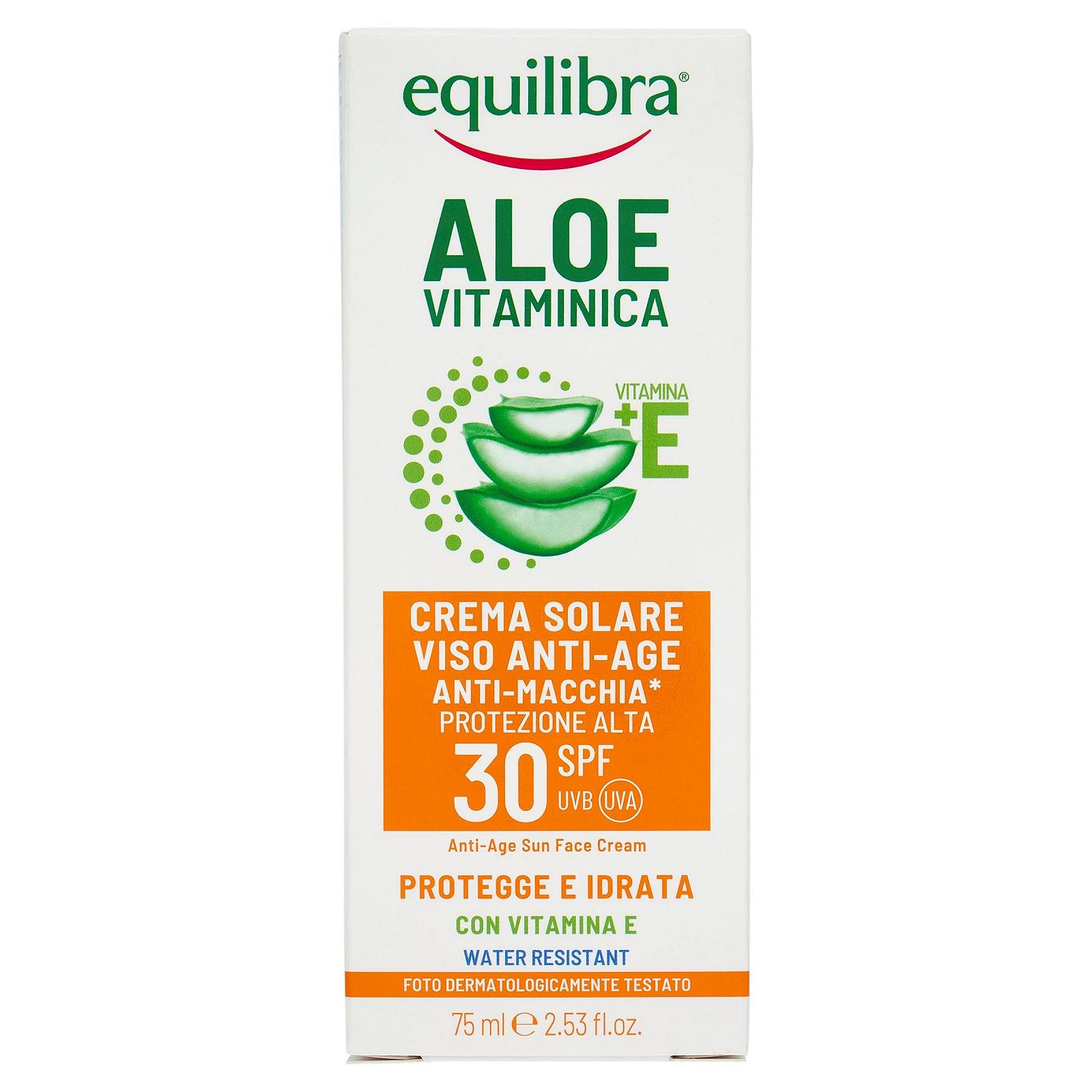 Сонцезахисний крем для обличчя Equilibra Aloe Vitamin Anti-Ageing SPF 30 75 мл, фото №1