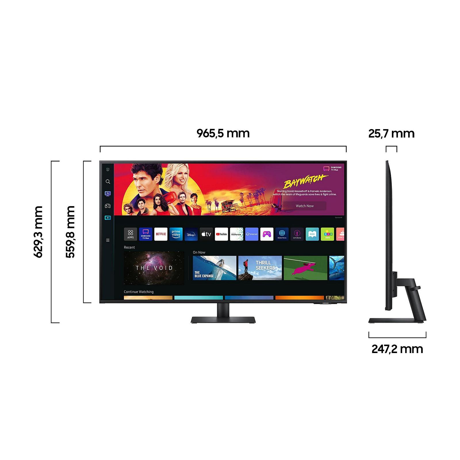 Монітор Samsung M7 Smart S43BM700UU 43 дюйми VA-екран з динаміками 4K UHD частота оновлення 60Гц майже безрамковий дизайн чорний, фото №3