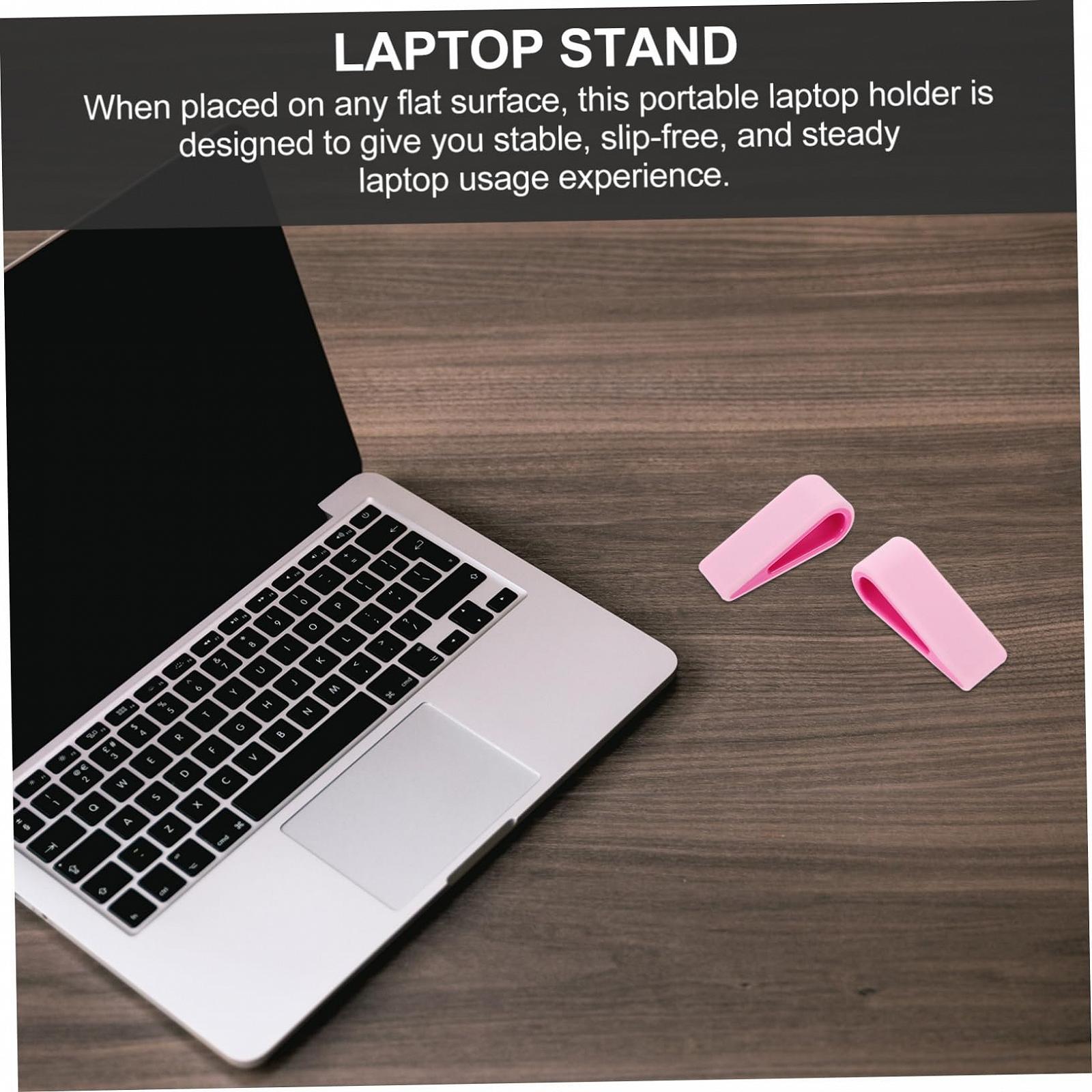 Подставка для ноутбука TEHAUX, регулируемая по высоте, 2 шт., портативная подставка для ноутбука с функцией охлаждения, эргономичная поддержка для ноутбука для стола и кровати, розовая, фото №6
