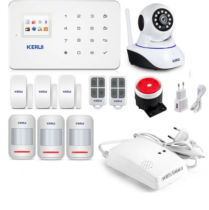 Беспроводная GSM сигнализация Kerui G18 наружная и внутренняя WI-FI IP камера для 3-х комнатной квартир TTYD98DHBBD, фото №1