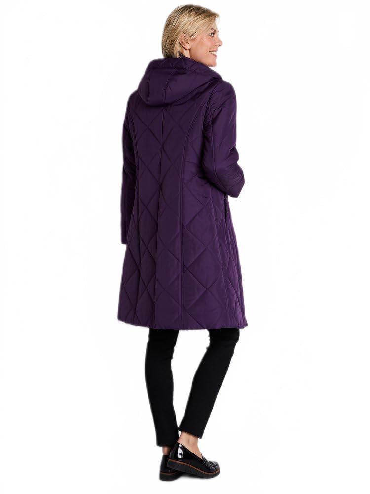 Длинное стеганое зимнее пальто с капюшоном Afibel, фото №2