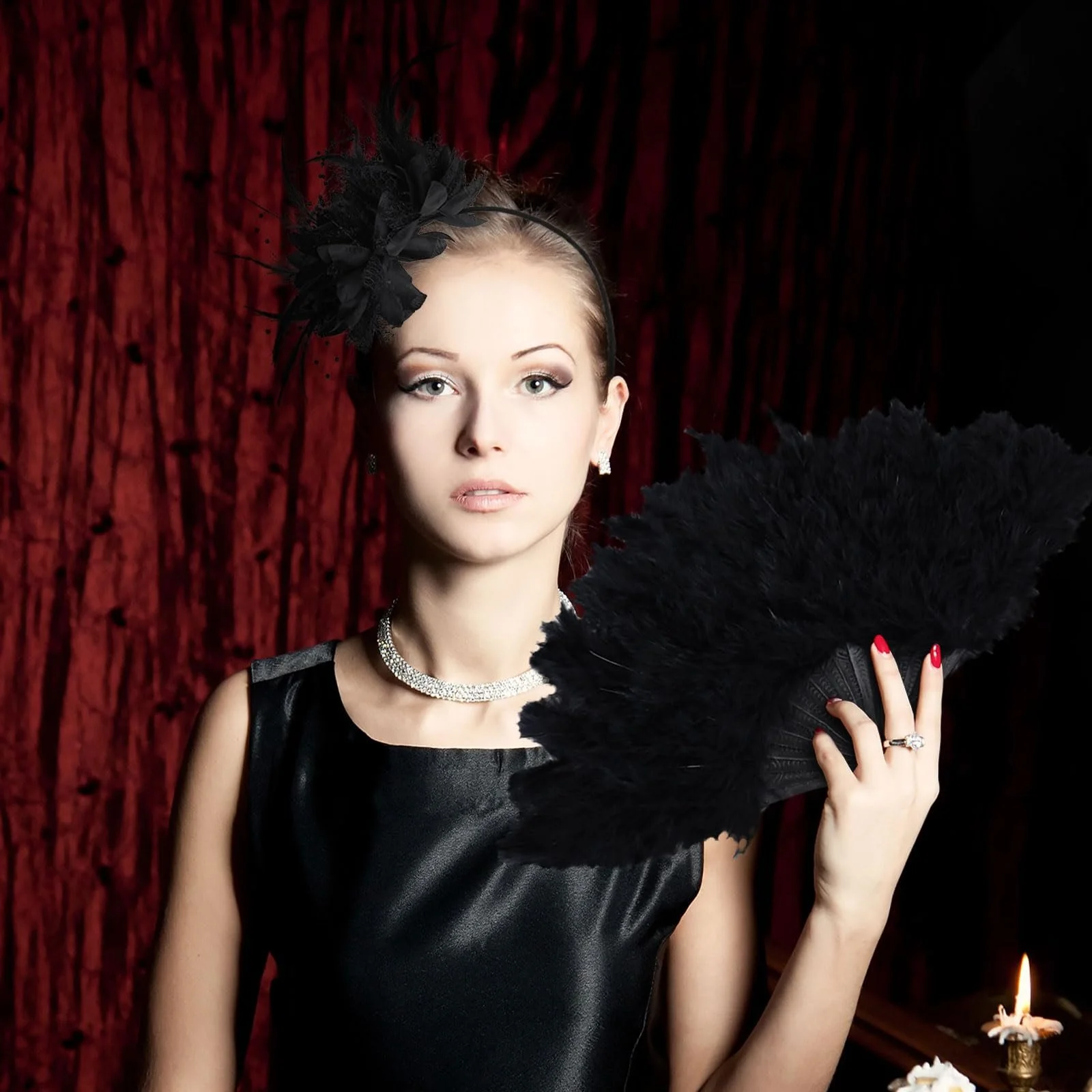 Обруч на голову з пір'ям і штучними квітами, фото №4 Обруч на голову з пір'ям і штучними квітами, фото №4