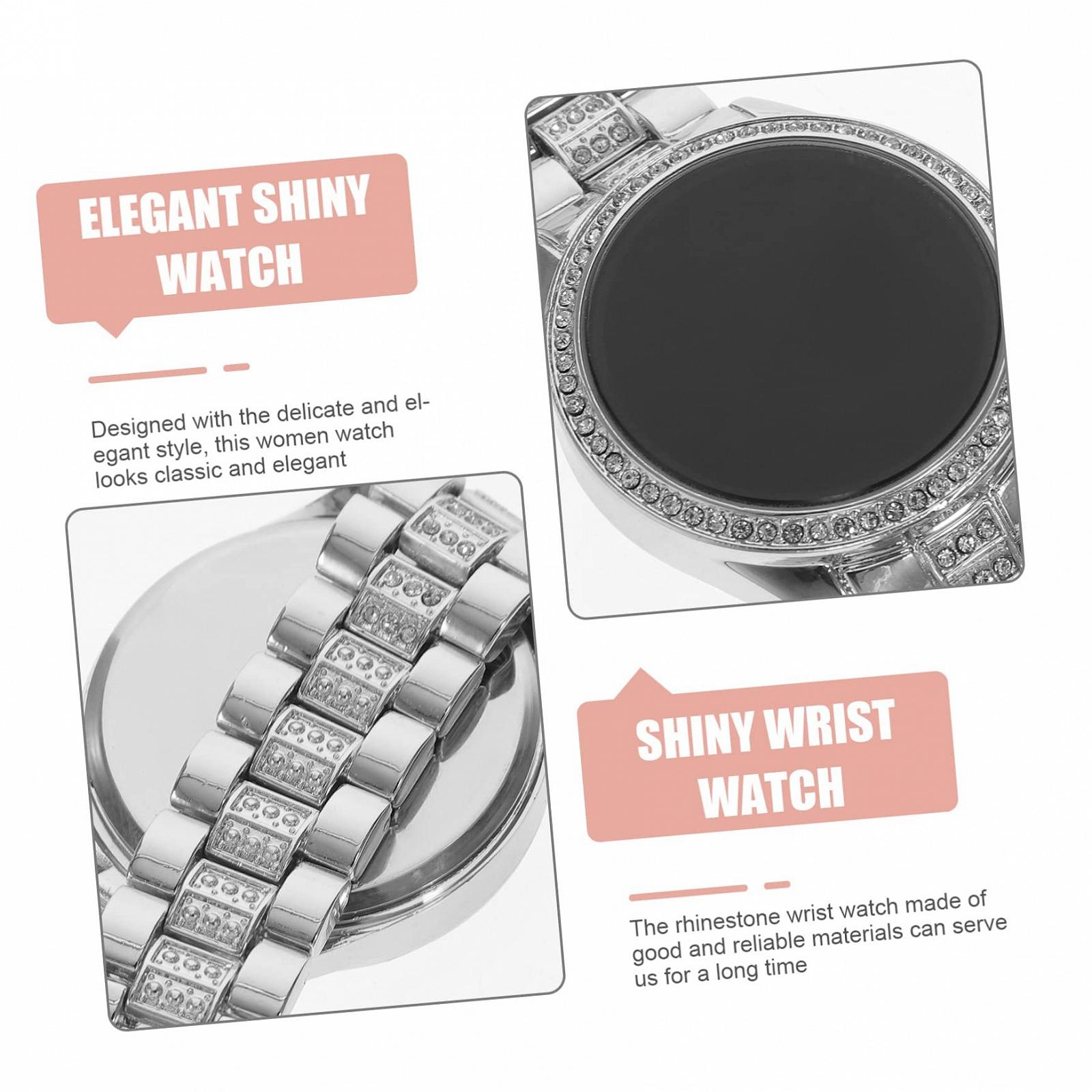 Женские часы OATIPHO Цифровые со стразами Серебристый, фото №8