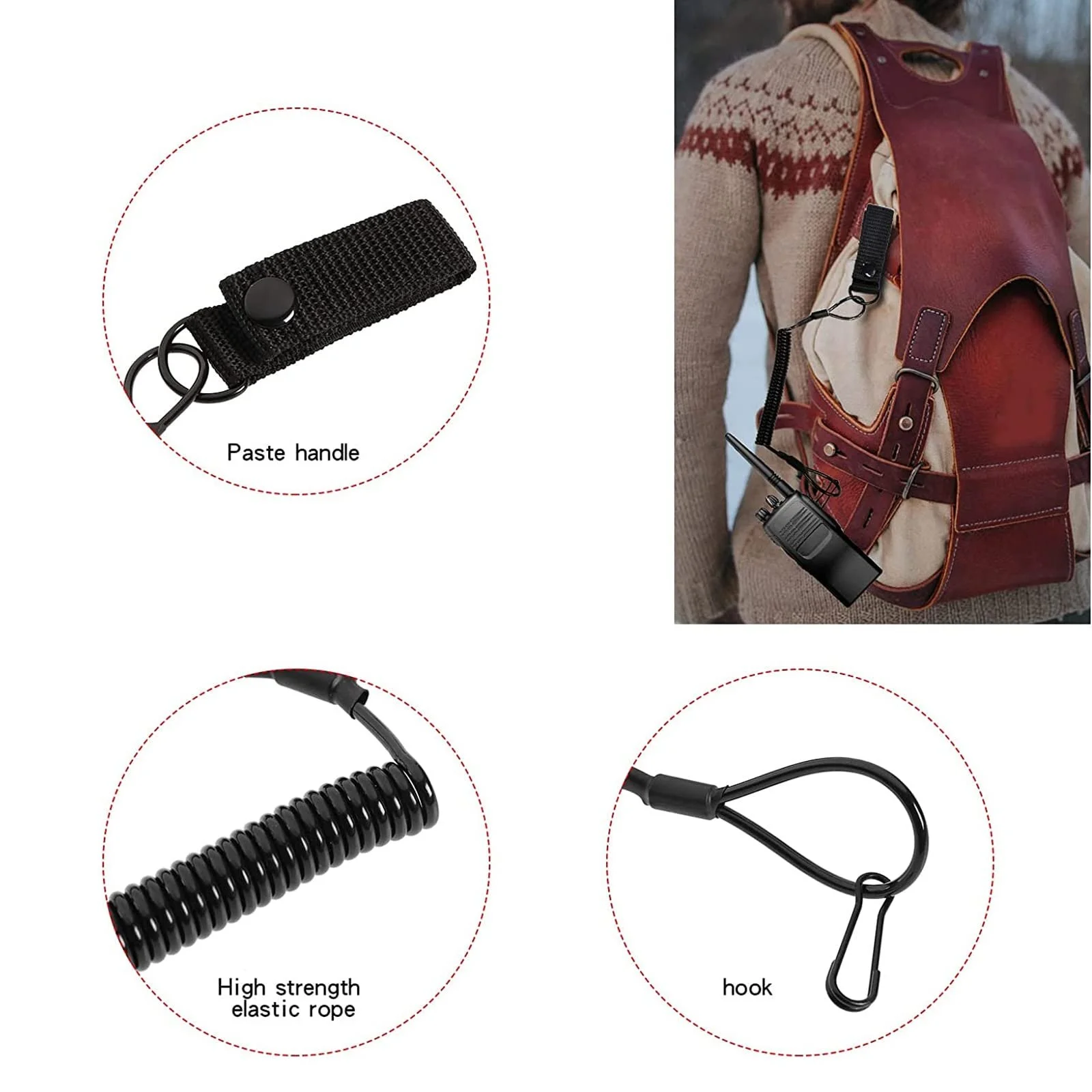 Тактичний Шнур-підвіс Карабін Чорний, фото №4