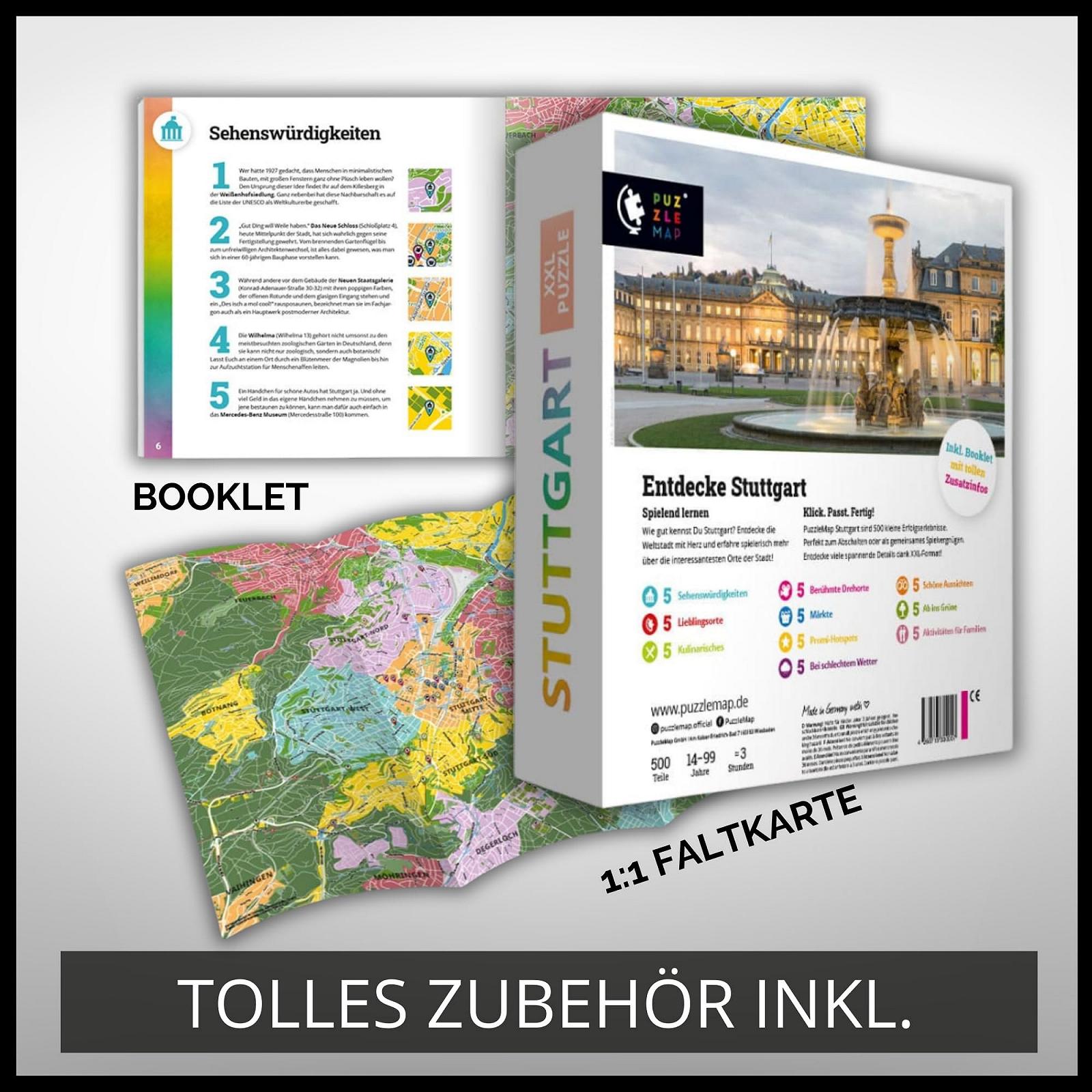Пазл PuzzleMap City Map XXL Stuttgart 500 деталей 68 x 48 см з буклетом та картою, фото №6 Пазл PuzzleMap City Map XXL Stuttgart 500 деталей 68 x 48 см з буклетом та картою, фото №6