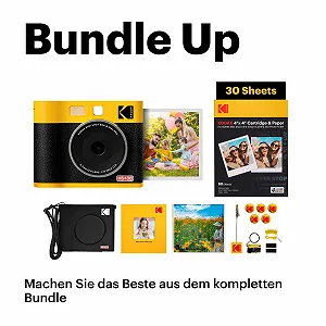 Камера моментальной печати и фотопринтер KODAK Mini Shot 4 ERA 4PASS 2-in-1 (10 x 10 см) с 10 листами и картриджем на 60 листов Black synthetic.ua - Фото 1