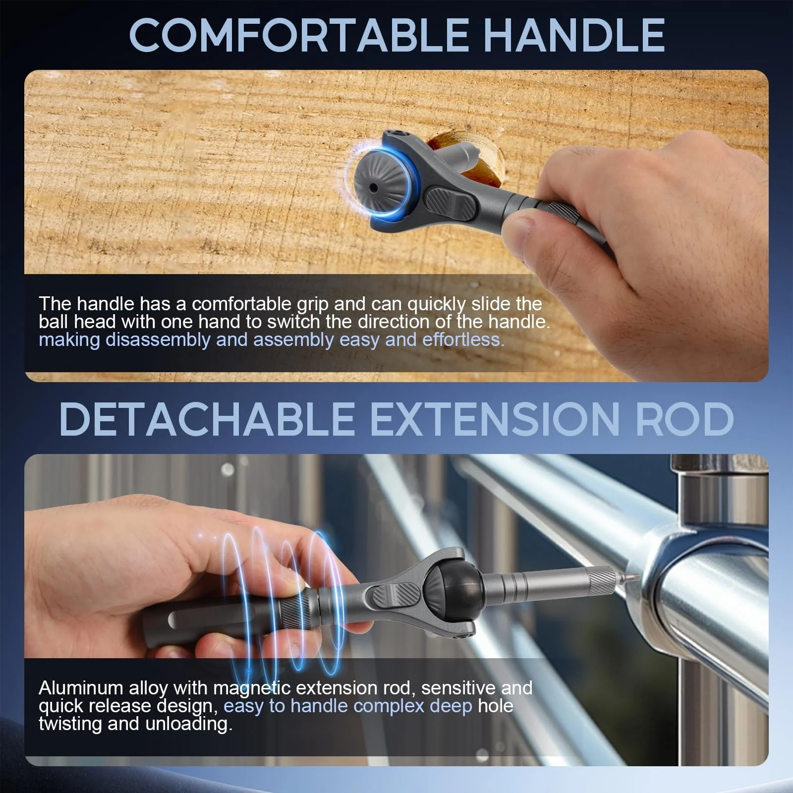 Набір магнітних реверсивних викруток Saker Tool 40 в 1 з кульовим шарніром 180° та бітами S2 для електроніки, фото №7