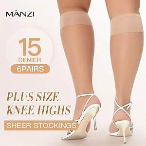 Гольфы MANZI, большие размеры, 6 пар, прозрачные носки, 15 ден synthetic.ua - Фото 1