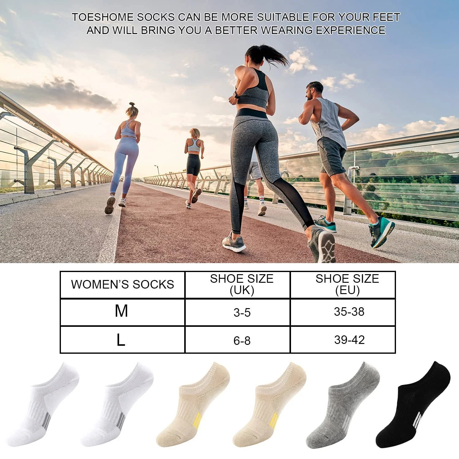 Носки Toes Home Sneaker 35-38 39-42, следки с силиконовой накладкой, спортивные носки, носки для бега, короткие носки с мягкой подкладкой, невидимые белые черные разноцветные, фото №6