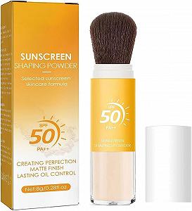 Пудра Минеральная солнцезащитная SPF 50, полупрозрачная минеральная пудра-кисть (1 шт.) - Фото 1