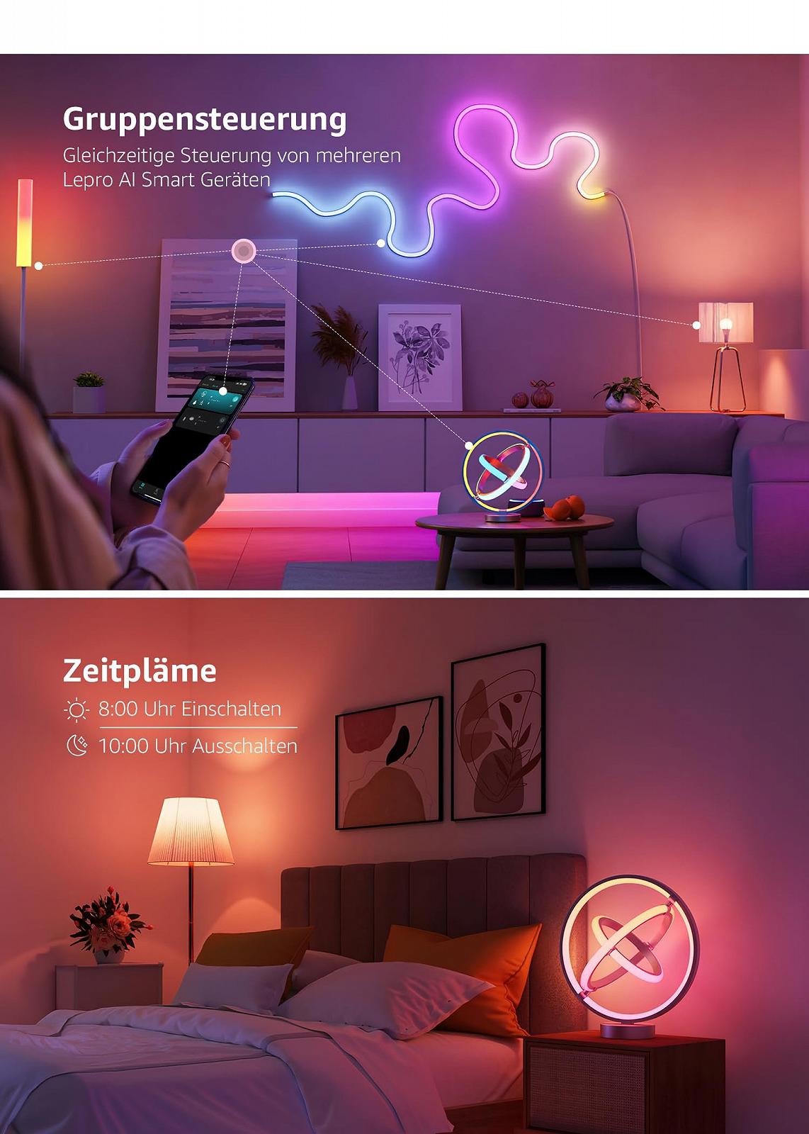 Розумна настільна лампа Lepro TB1 AI Light Designer RGB+IC Alexa/Google, фото №9