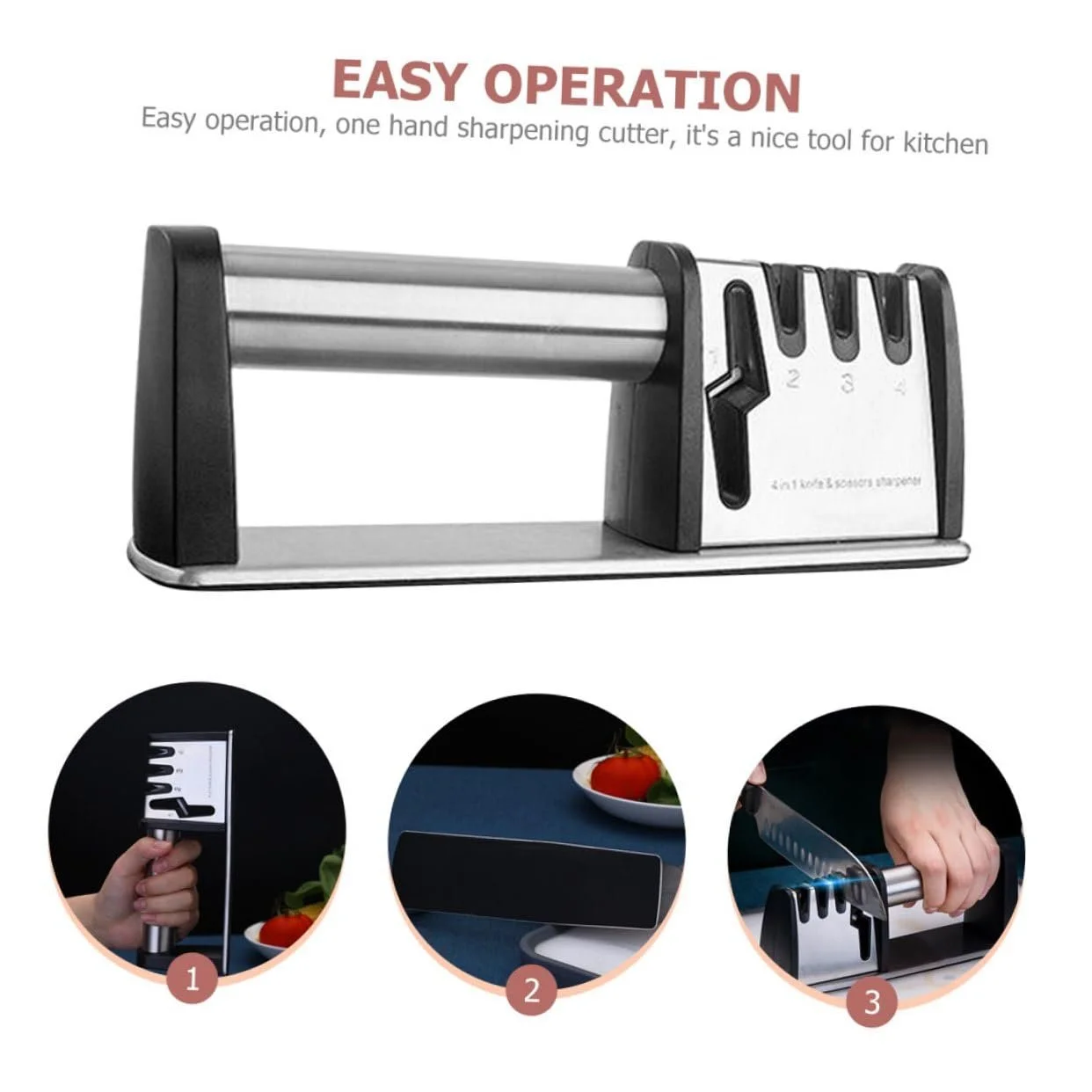 Точило для ножів Gadpiparty ергономічна швидка для кухні та ножиць срібляста, фото №6