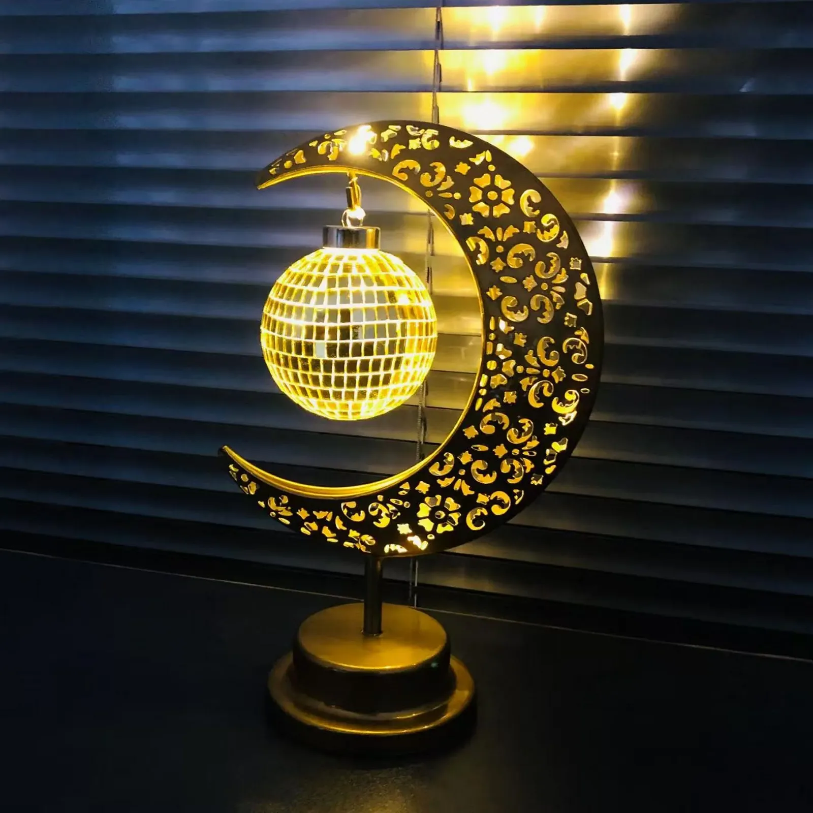 Настільна лампа Moon Металева Бездротова LED USB Золотиста, фото №9