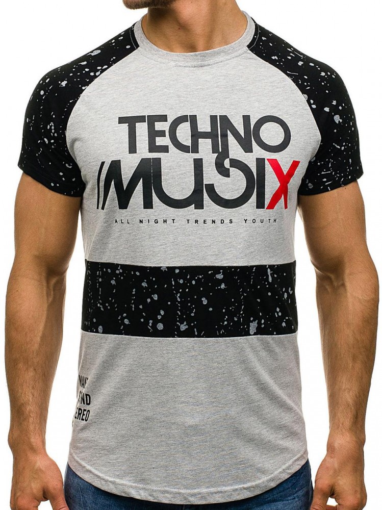 Футболка мужская удлиненная серая J Style, фото №1