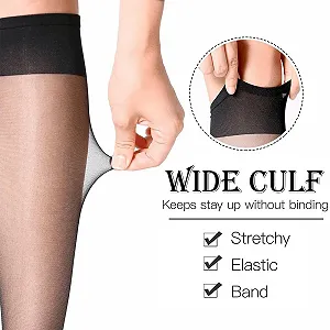 Комплект Гольфов 4 шт. Silk Fine 15 Den Прозрачные Нейлоновые Тонкие Гольфы Шелковистые Блестящие Широкий Комфортный Пояс Телесный, Черный synthetic.ua - Фото 1