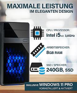 ПК HYPER BYTE Office i5 3.6GHz 8GB RAM 240GB SSD Win 11 Pro Чорний synthetic.ua - Фото 1