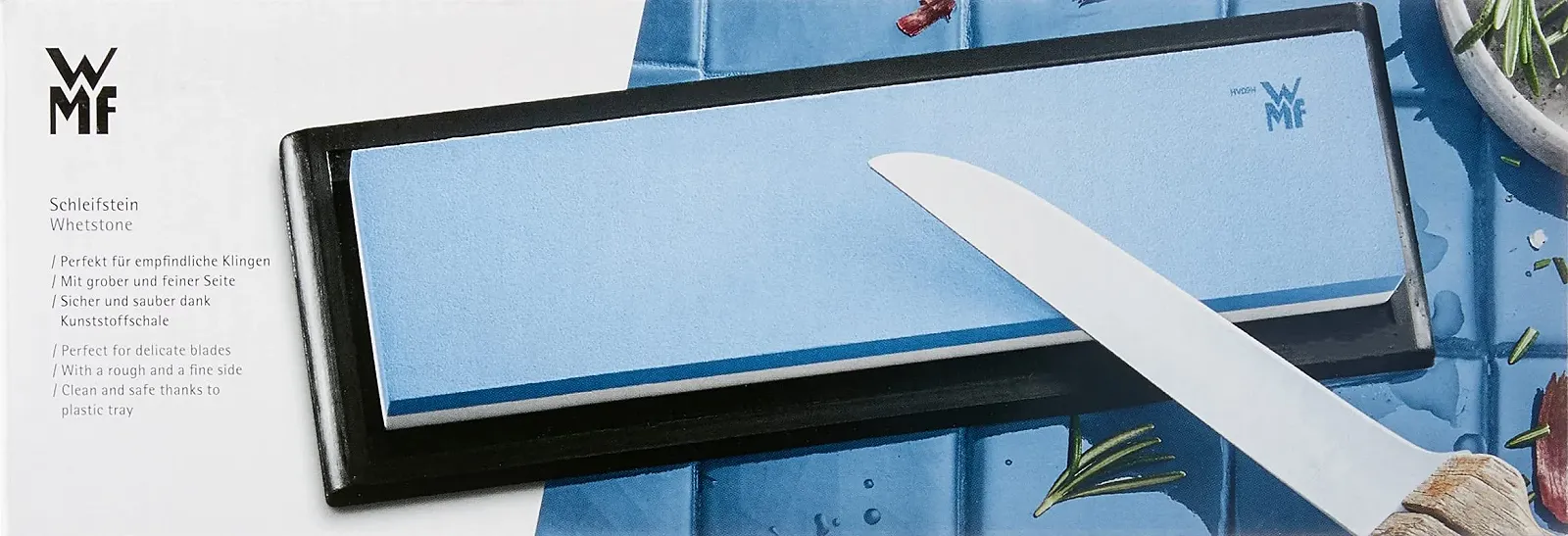 Точильный камень WMF двухсторонний 360/1000 с пластиковой подставкой, фото №3