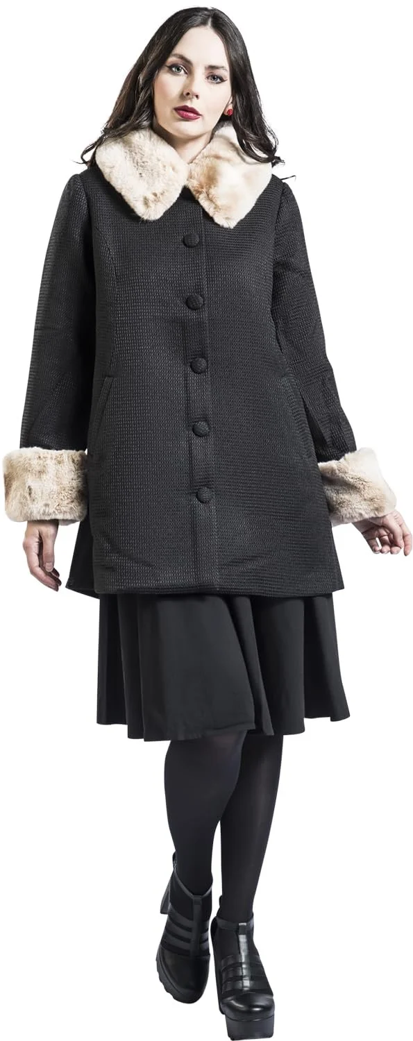 Пальто Hell Bunny Faustine Жіноче Чорний/Бежевий, фото №7 Пальто Hell Bunny Faustine Жіноче Чорний/Бежевий, фото №7