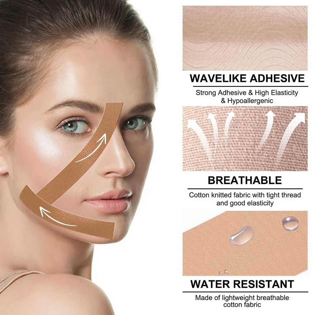 Стрічка для підтяжки обличчя XYTAHDM, 2.5 см x 5 м, проти зморшок, для пружності шкіри, 3 шт, фото №6